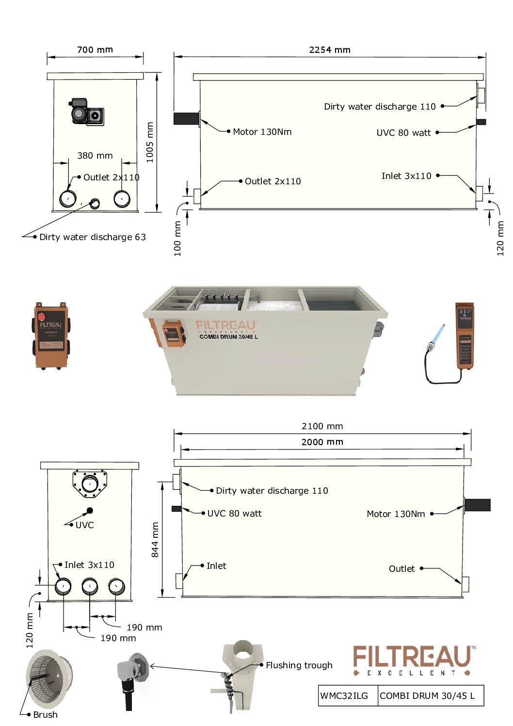 Filtreau combi drum 30/45L In line Gravity of pompgevoed - Afbeelding 6
