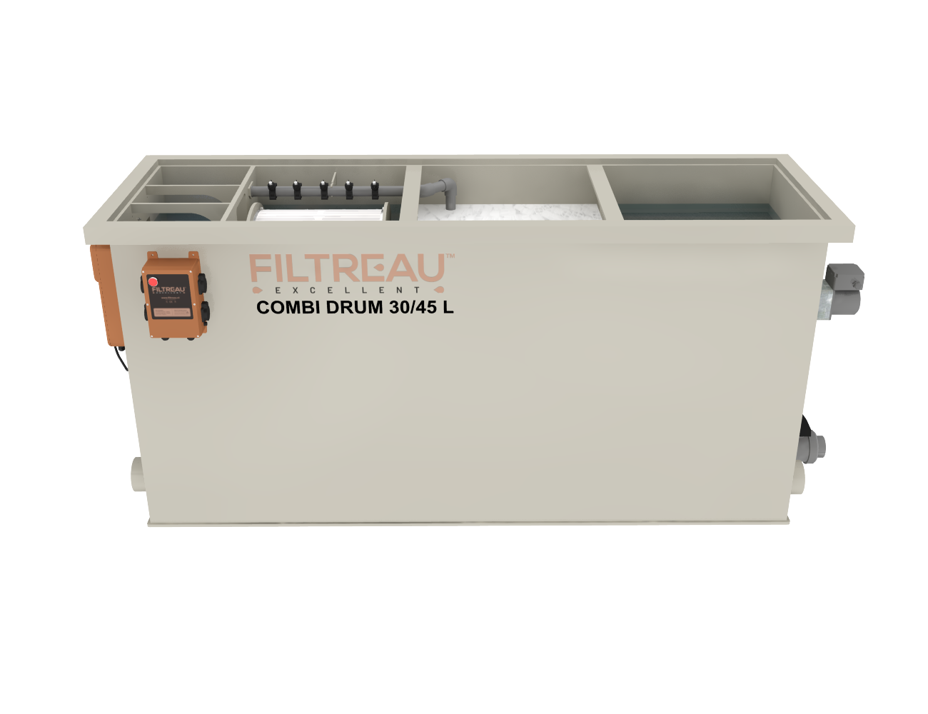 Filtreau combi drum 30/45L In line Gravity of pompgevoed - Afbeelding 2